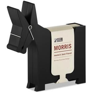 (2) Morris The Donkeys: Memo/Sticky Note Holder, Funny Desk Decor, Black & White